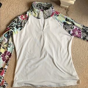 Athleta thermal quarter zip with floral sleeves